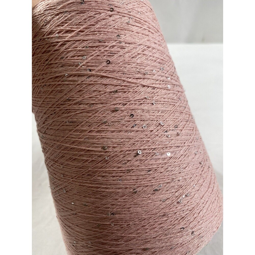 Fancy Cone Yarn Pink Silver Sequins Net Weight 620g #941